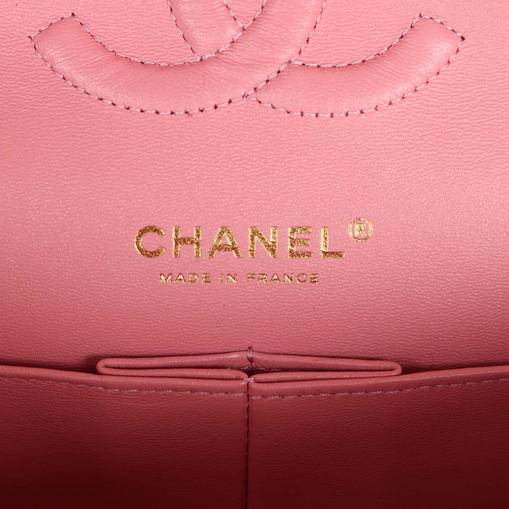 Pre-owned Chanel Medium Classic Double Flap Bag Pink Iridescent Ombre Goatskin Gold Hardware