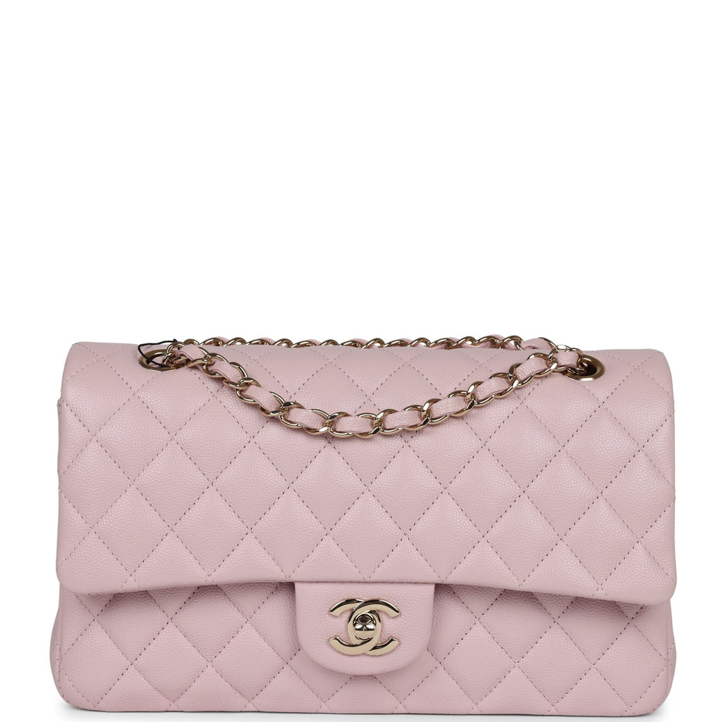 Chanel Light Pink Caviar Medium Double Flap Bag Light Gold Hardware