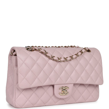 Chanel Light Pink Caviar Medium Double Flap Bag Light Gold Hardware