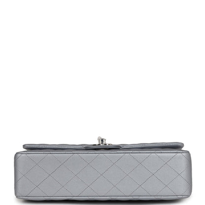 Chanel Medium Classic Double Flap Silver Caviar Silver Hardware