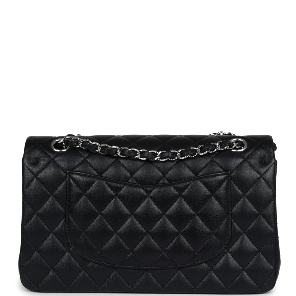 Chanel Medium Classic Double Flap Black Lambskin Silver Hardware