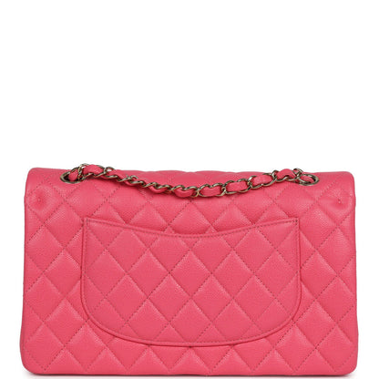 Chanel Medium Classic Double Flap Hot Pink Shiny Caviar Light Gold Hardware