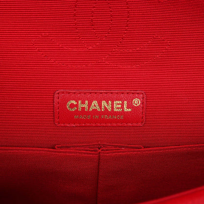 Chanel Medium Classic Double Flap Bag Red Velvet Light Gold Hardware