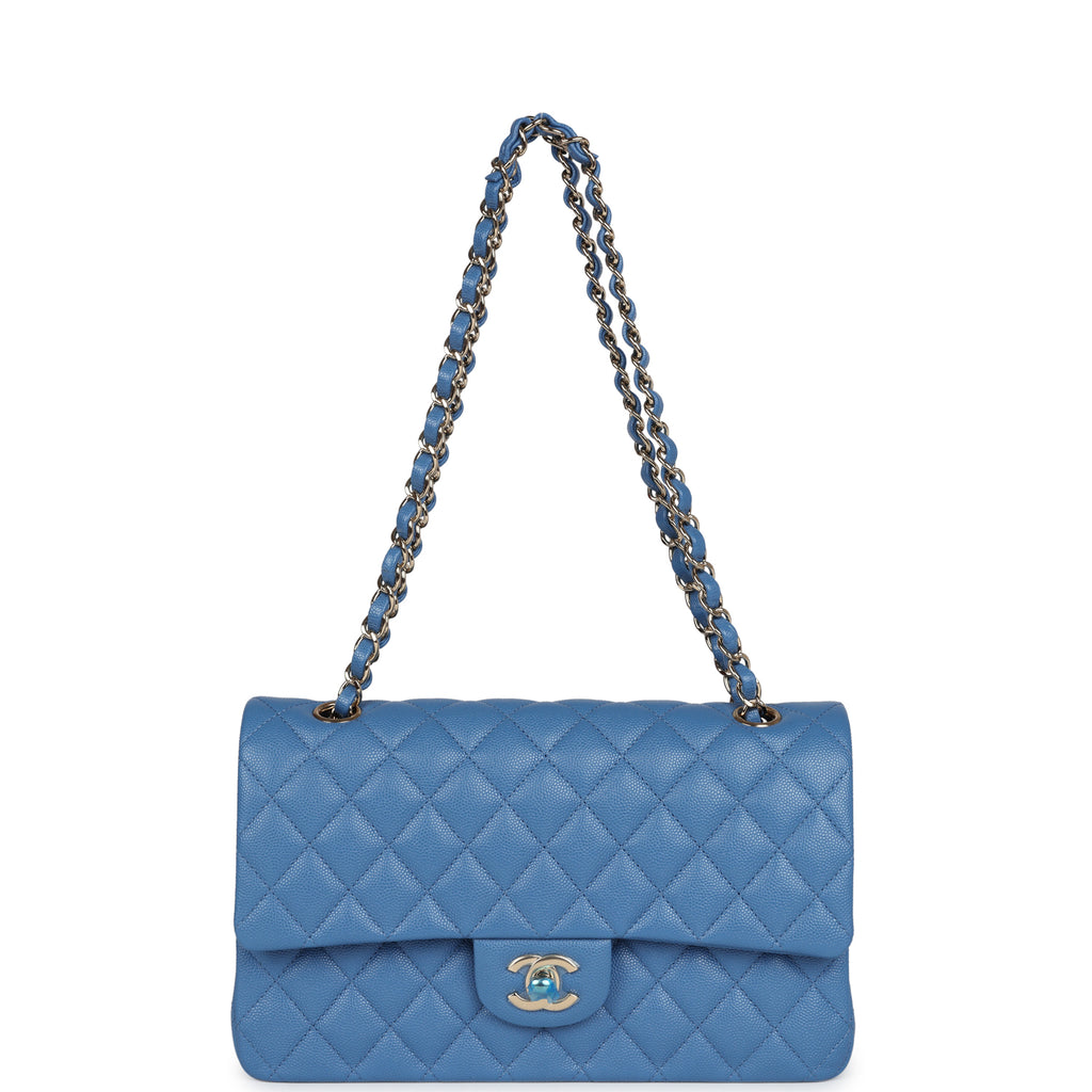 Chanel Medium Classic Double Flap Blue Caviar Gold Hardware