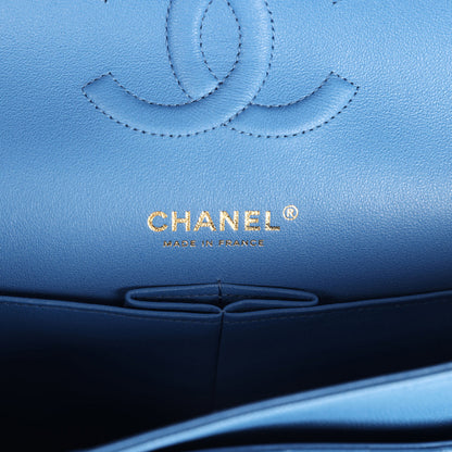 Chanel Medium Classic Double Flap Blue Caviar Gold Hardware