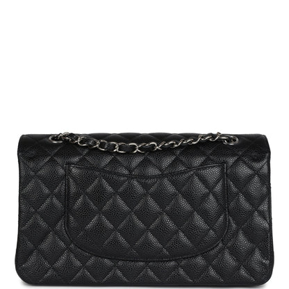 Pre-owned Chanel Medium Classic Double Flap Black Caviar Silver Hardware