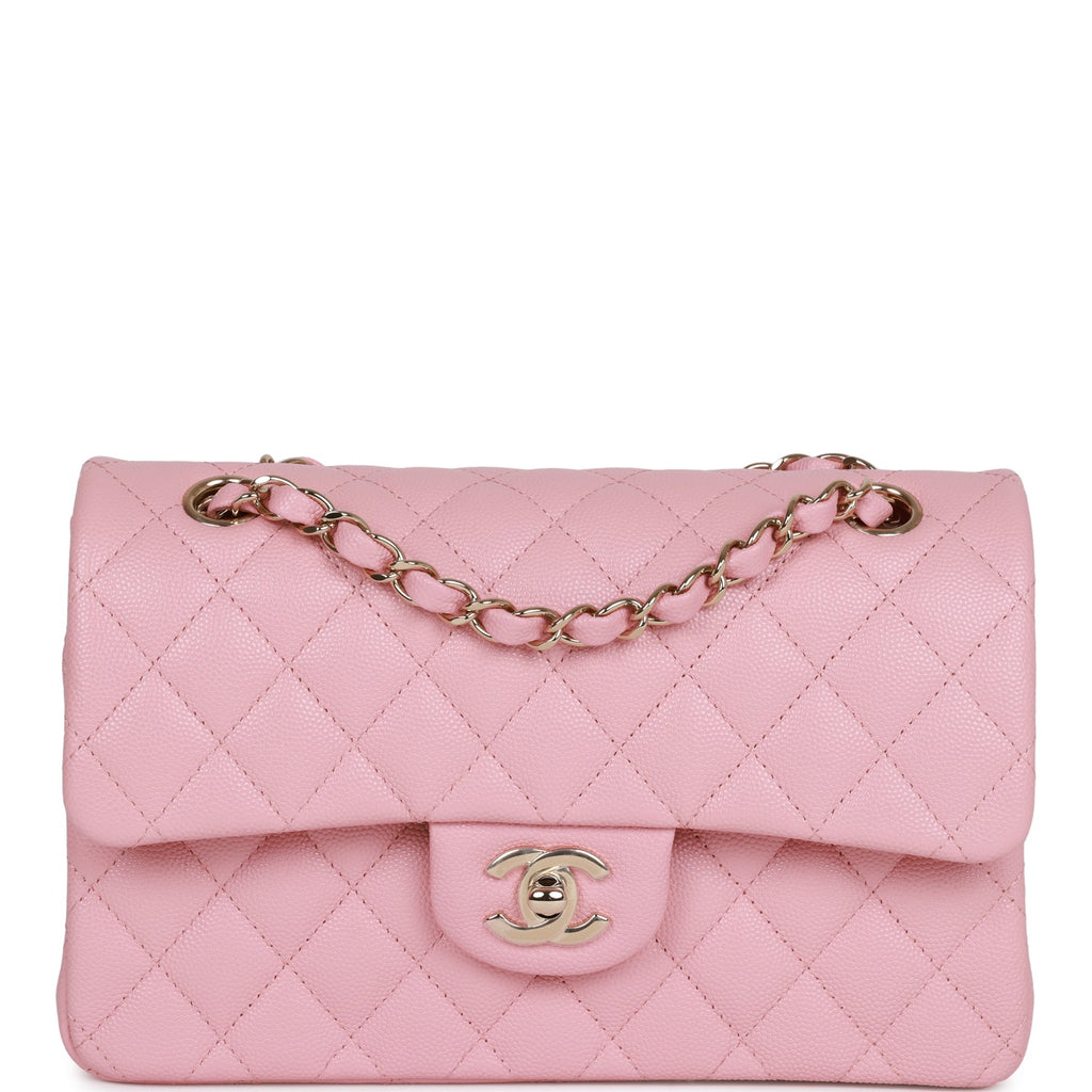 Chanel Small Classic Double Flap Bag Pink Caviar Light Gold Hardware