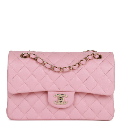 Chanel Small Classic Double Flap Bag Pink Caviar Light Gold Hardware