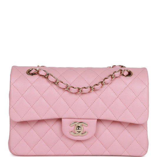 Chanel Small Classic Double Flap Bag Pink Caviar Light Gold Hardware