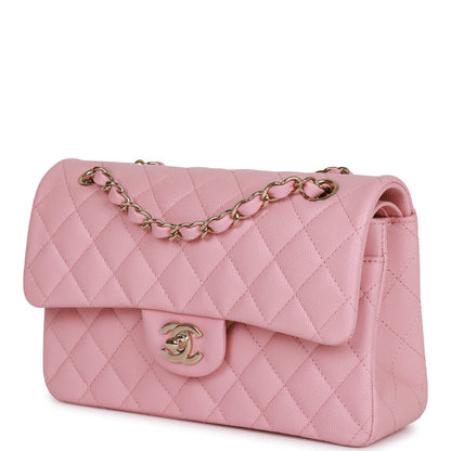 Chanel Small Classic Double Flap Bag Pink Caviar Light Gold Hardware