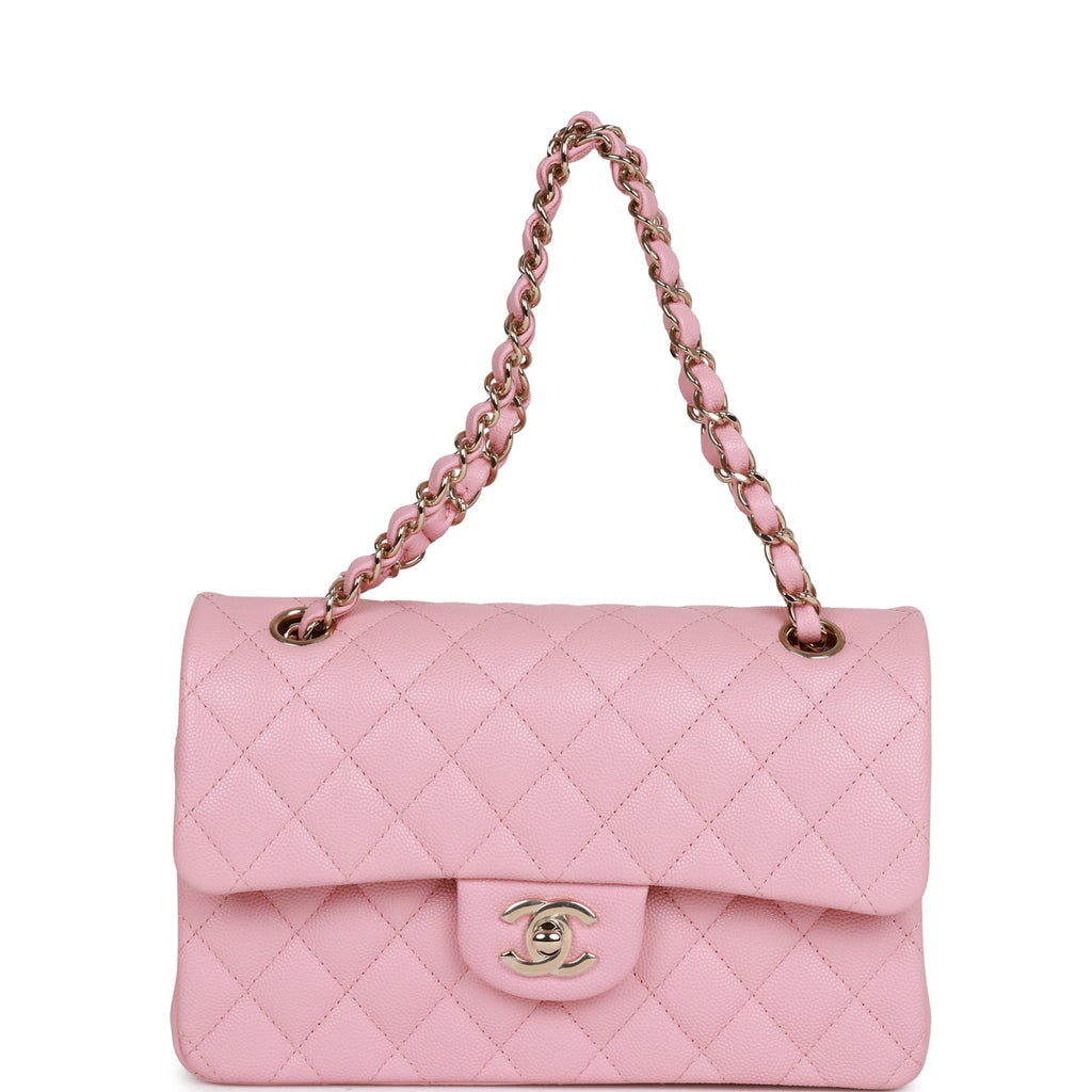 Chanel Small Classic Double Flap Bag Pink Caviar Light Gold Hardware