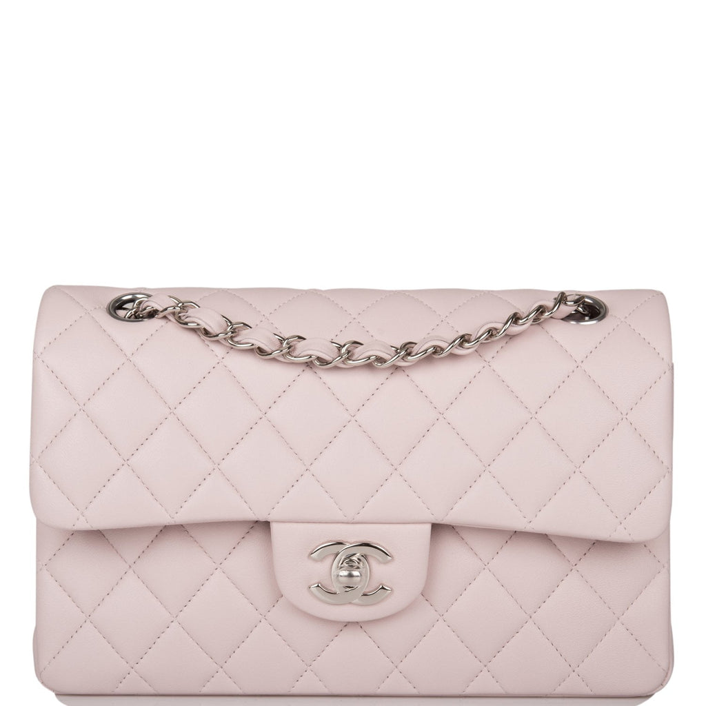 Chanel Small Classic Double Flap Bag Light Purple Lambskin Silver Hardware