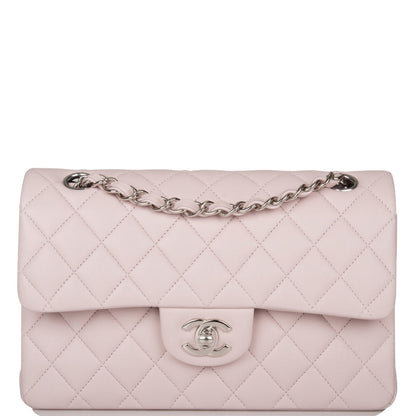 Chanel Small Classic Double Flap Bag Light Purple Lambskin Silver Hardware