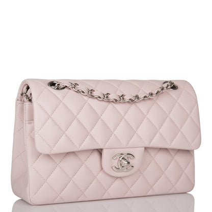 Chanel Small Classic Double Flap Bag Light Purple Lambskin Silver Hardware