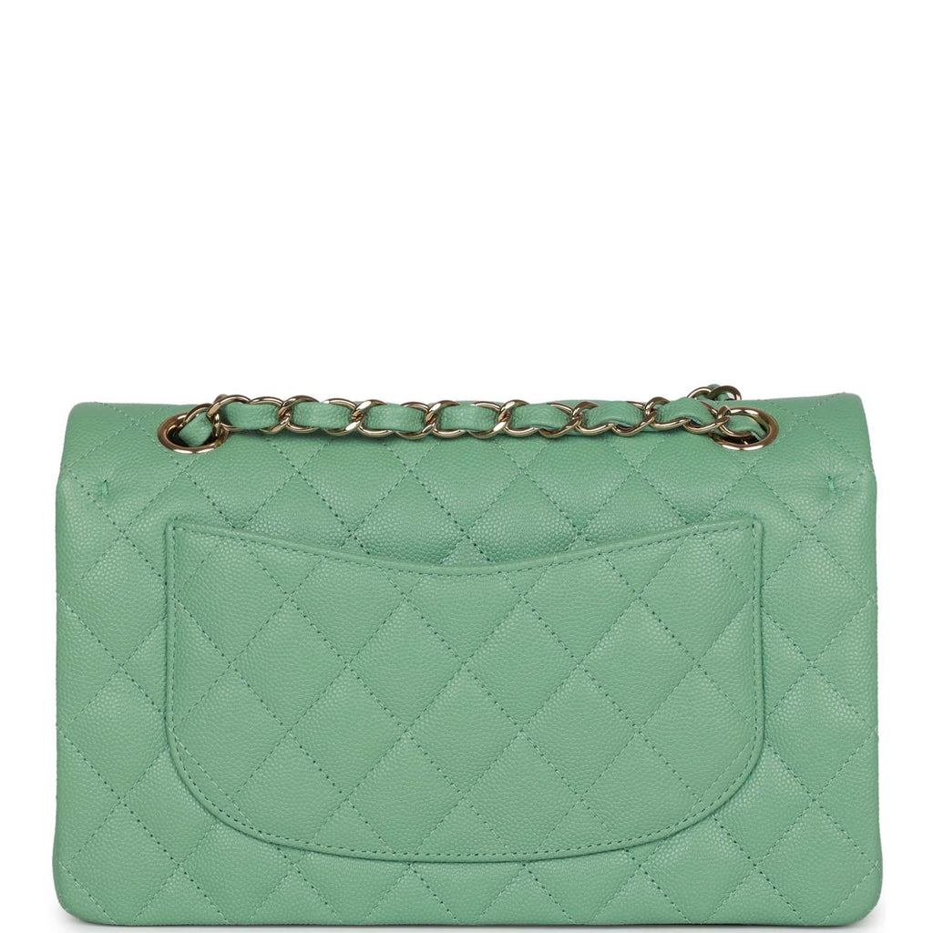 Chanel Small Classic Double Flap Green Caviar Light Gold Hardware