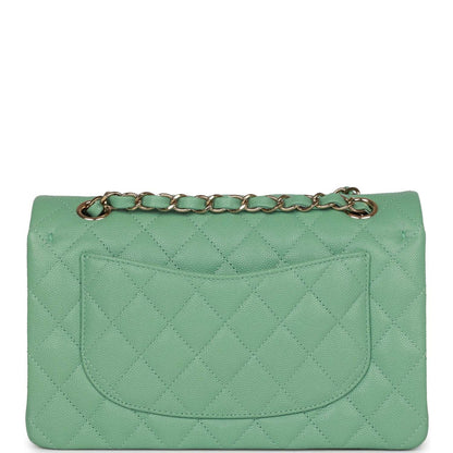 Chanel Small Classic Double Flap Green Caviar Light Gold Hardware