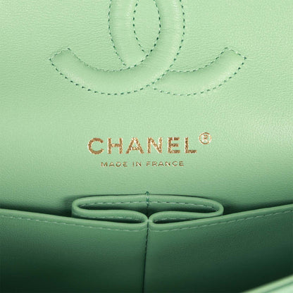 Chanel Small Classic Double Flap Green Caviar Light Gold Hardware