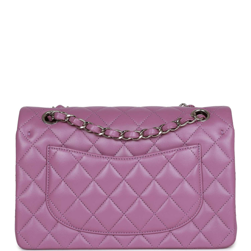 Chanel Small Classic Double Flap Bag Purple Lambskin Silver Hardware