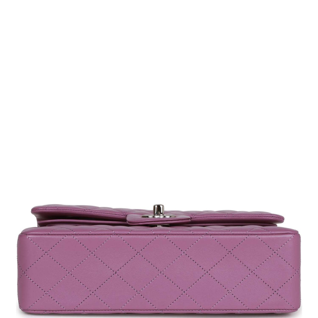 Chanel Small Classic Double Flap Bag Purple Lambskin Silver Hardware