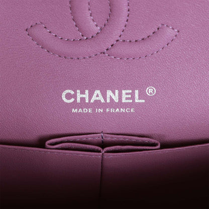 Chanel Small Classic Double Flap Bag Purple Lambskin Silver Hardware