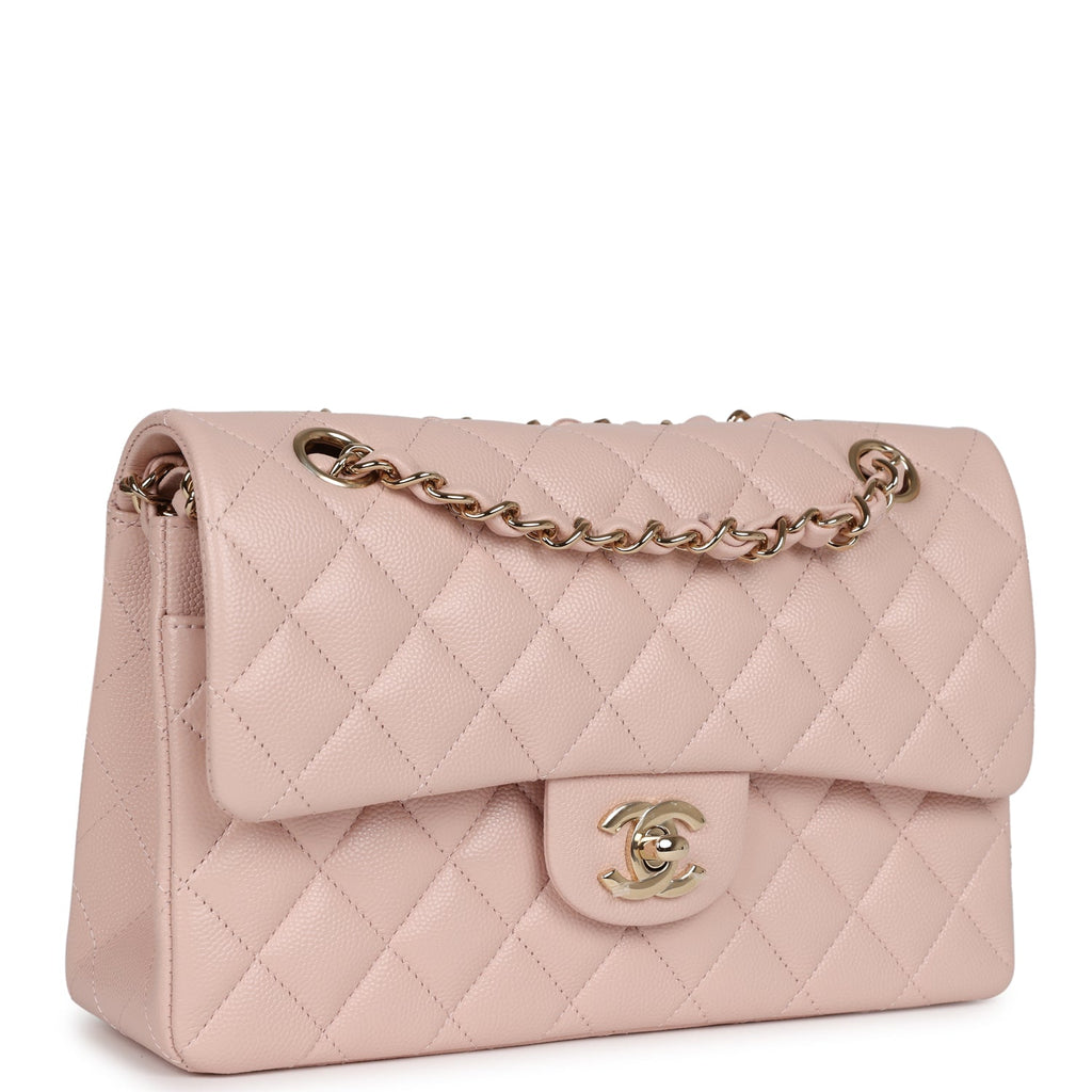 Chanel Small Classic Double Flap Bag Light Pink Caviar Gold Hardware