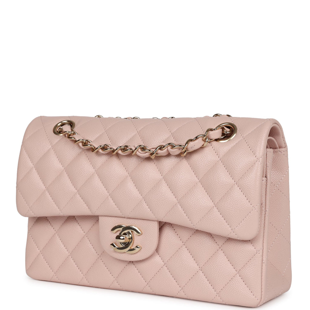 Chanel Small Classic Double Flap Bag Light Pink Caviar Gold Hardware