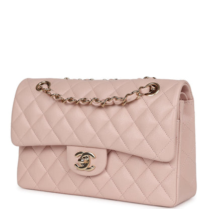 Chanel Small Classic Double Flap Bag Light Pink Caviar Gold Hardware