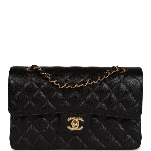 Chanel Small Classic Double Flap Bag Black Caviar Gold Hardware