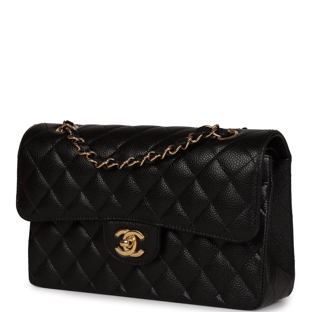 Chanel Small Classic Double Flap Bag Black Caviar Gold Hardware