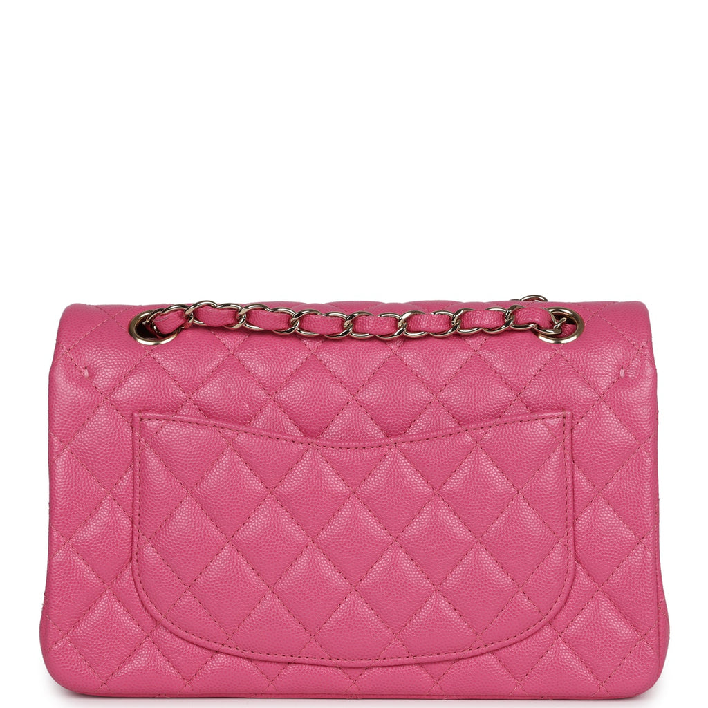 Pre-owned Chanel Small Classic Double Flap Dark Pink Caviar Light Gold Hardware