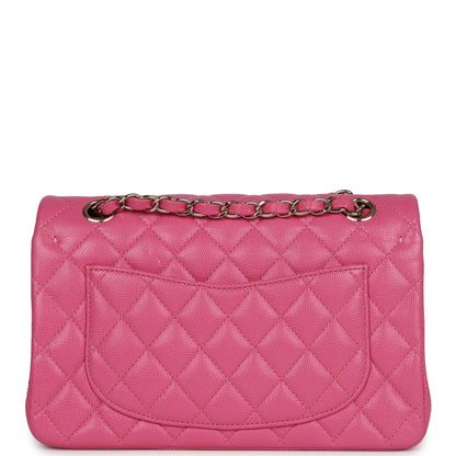 Pre-owned Chanel Small Classic Double Flap Dark Pink Caviar Light Gold Hardware