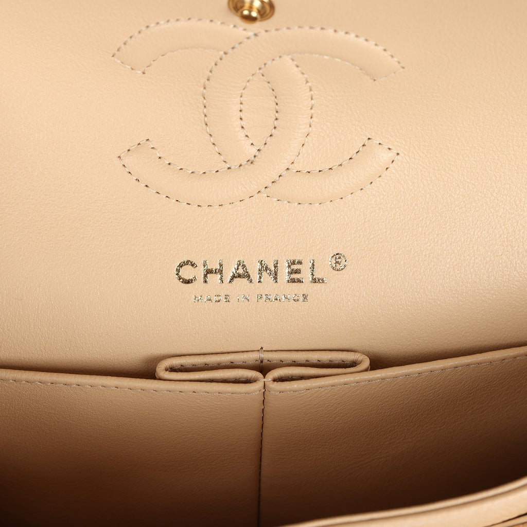 Chanel Small Classic Double Flap Bag Beige Caviar Gold Hardware