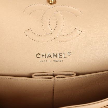 Chanel Small Classic Double Flap Bag Beige Caviar Gold Hardware