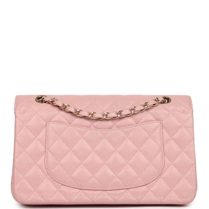 Vintage Chanel Medium Classic Double Flap Bag Pink Caviar Gold Hardware