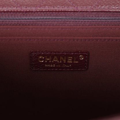 Chanel XXL Classic Single Flap Bag Burgundy Shiny Caviar Antique Gold Hardware