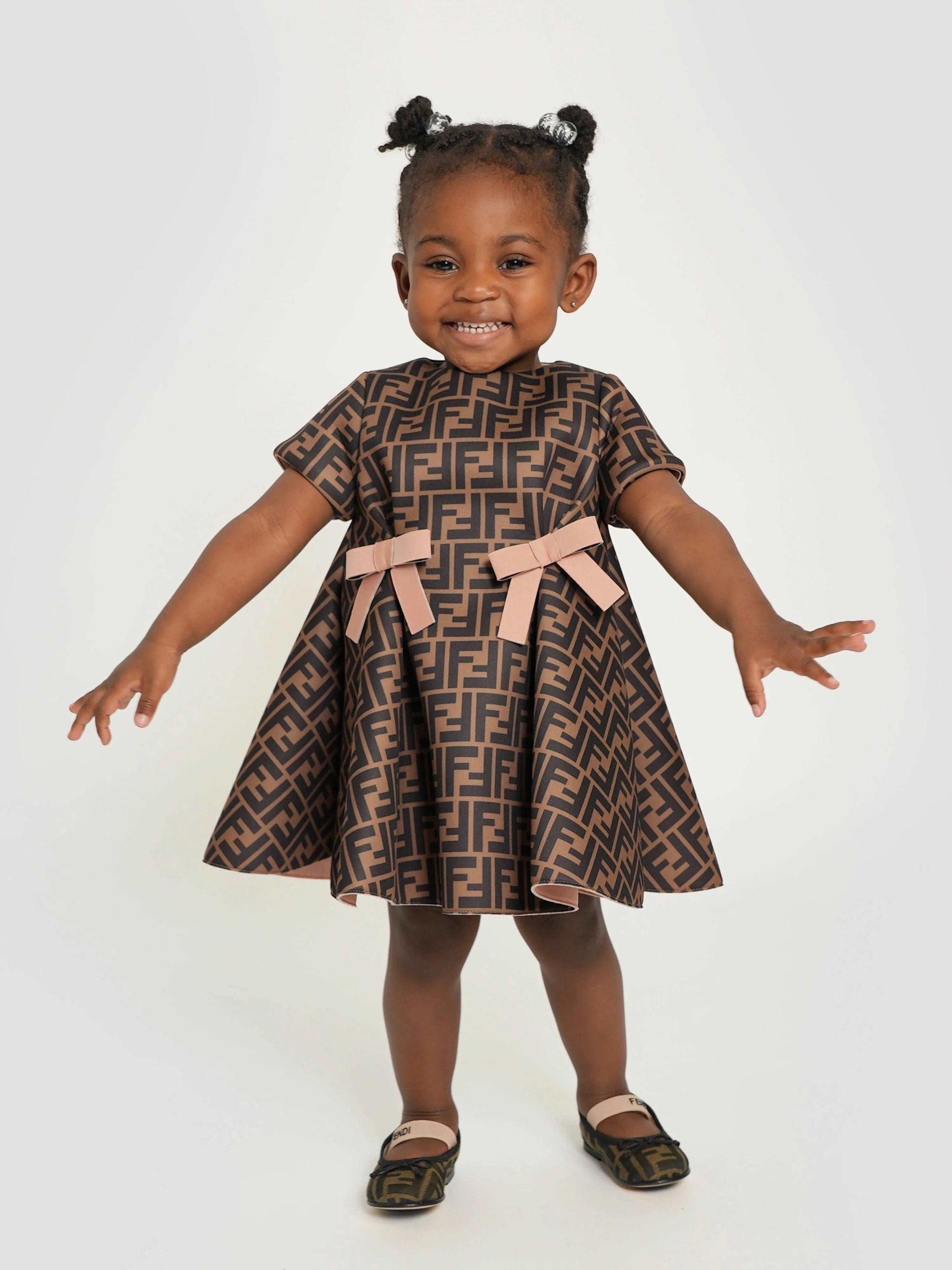 Baby Girls FF Logo Dress in Brown