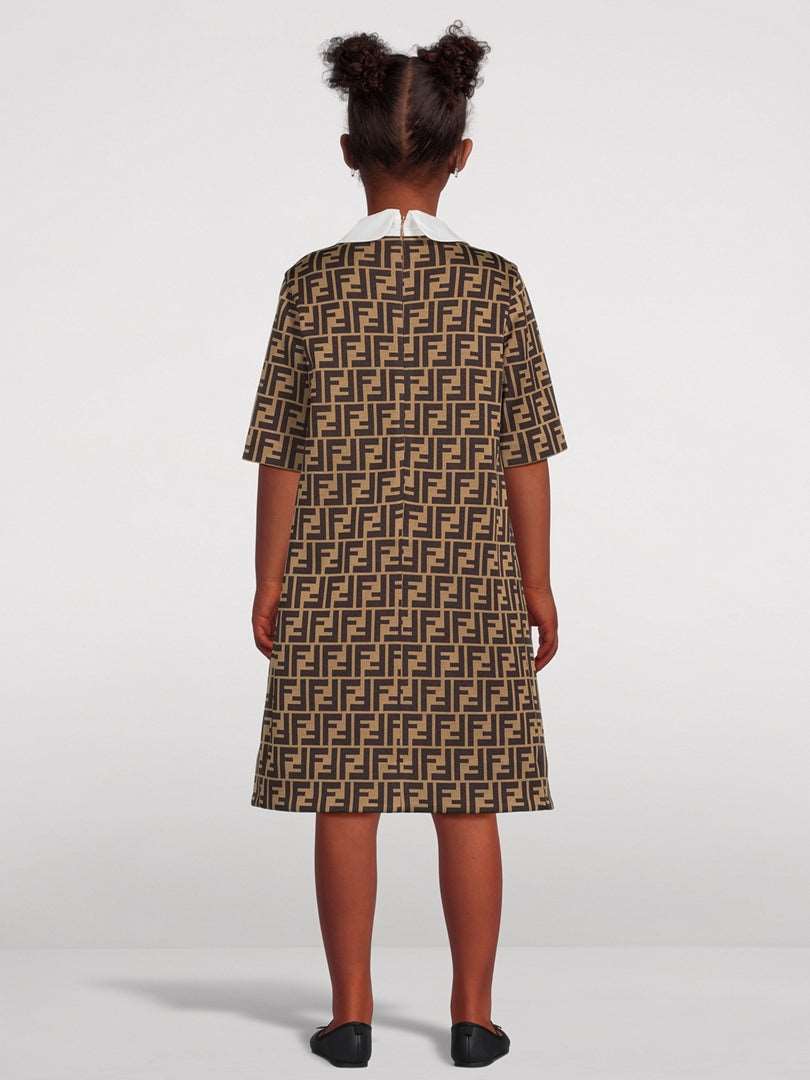 FENDI KIDS FF MONOGRAM DRESS – BROWN