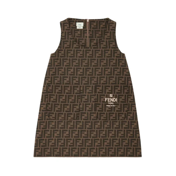 Fendi Girls Brown FF Logo Party Dress