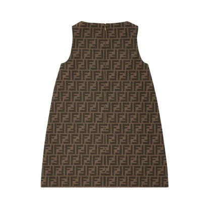 Fendi Girls Brown FF Logo Party Dress