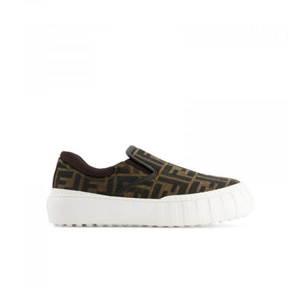 Fendi Kids Tabacco Nero Moro slip-on sneakers