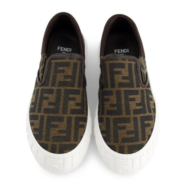 Fendi Kids Tabacco Nero Moro slip-on sneakers