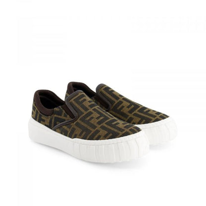 Fendi Kids Tabacco Nero Moro slip-on sneakers