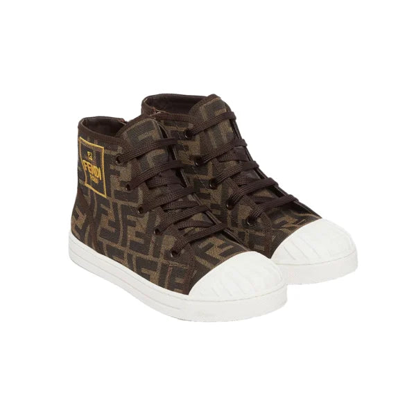 Fendi Kids High-Top Monogram Sneakers