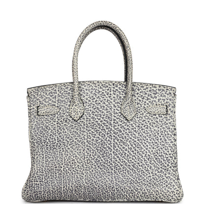 Vintage Hermes Birkin 30 White Dalmatian Buffalo Gold Hardware