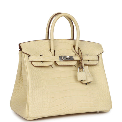 Hermes Birkin 25 Vanille Matte Alligator Palladium Hardware