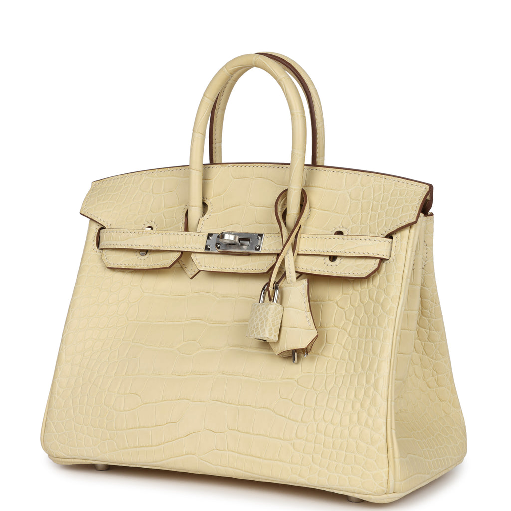 Hermes Birkin 25 Vanille Matte Alligator Palladium Hardware