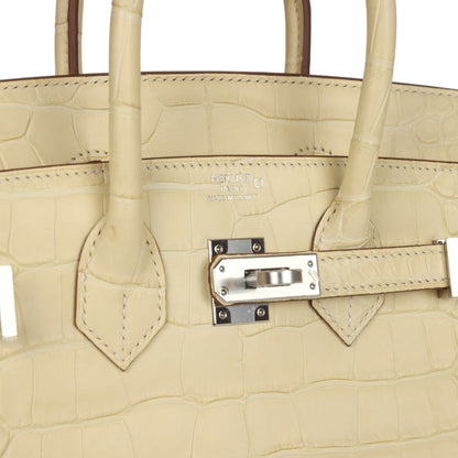 Hermes Birkin 25 Vanille Matte Alligator Palladium Hardware