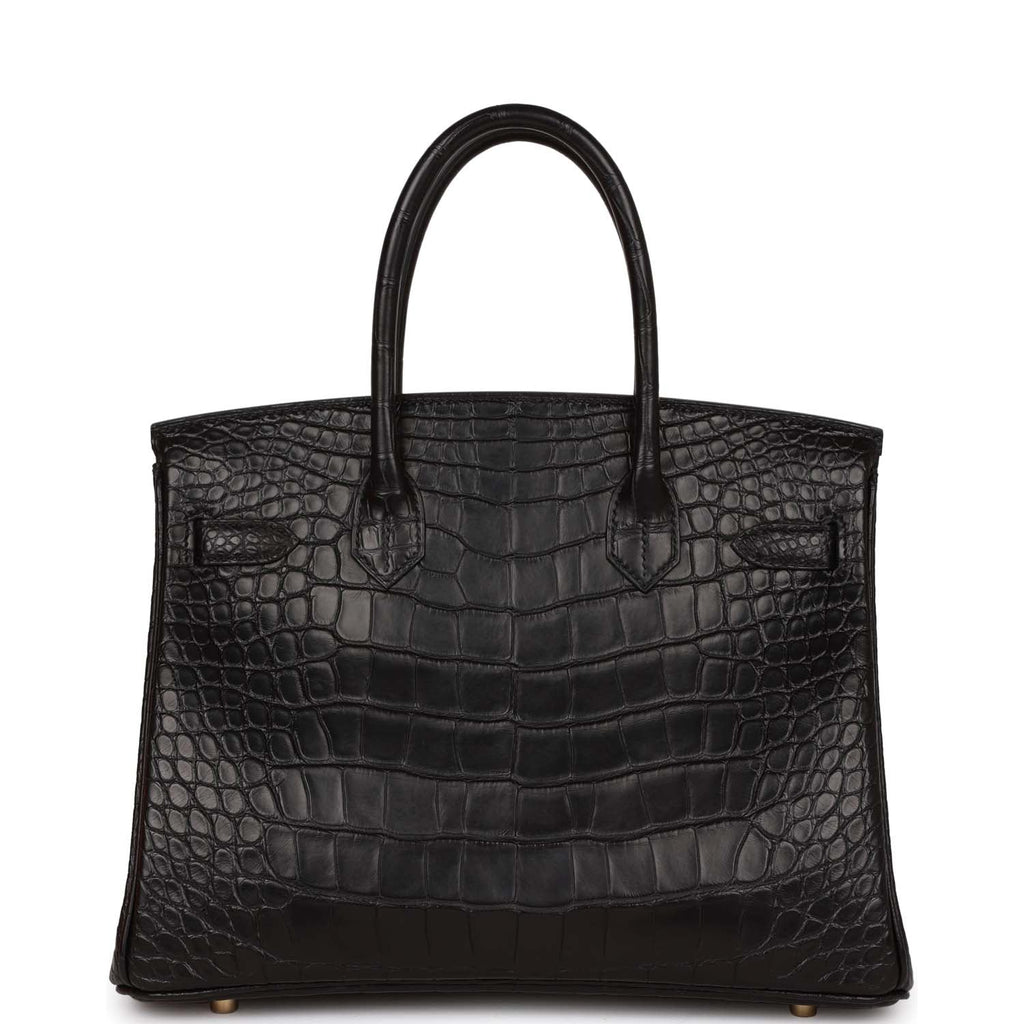 Hermès Birkin 30 Black Matte Alligator Gold Hardware