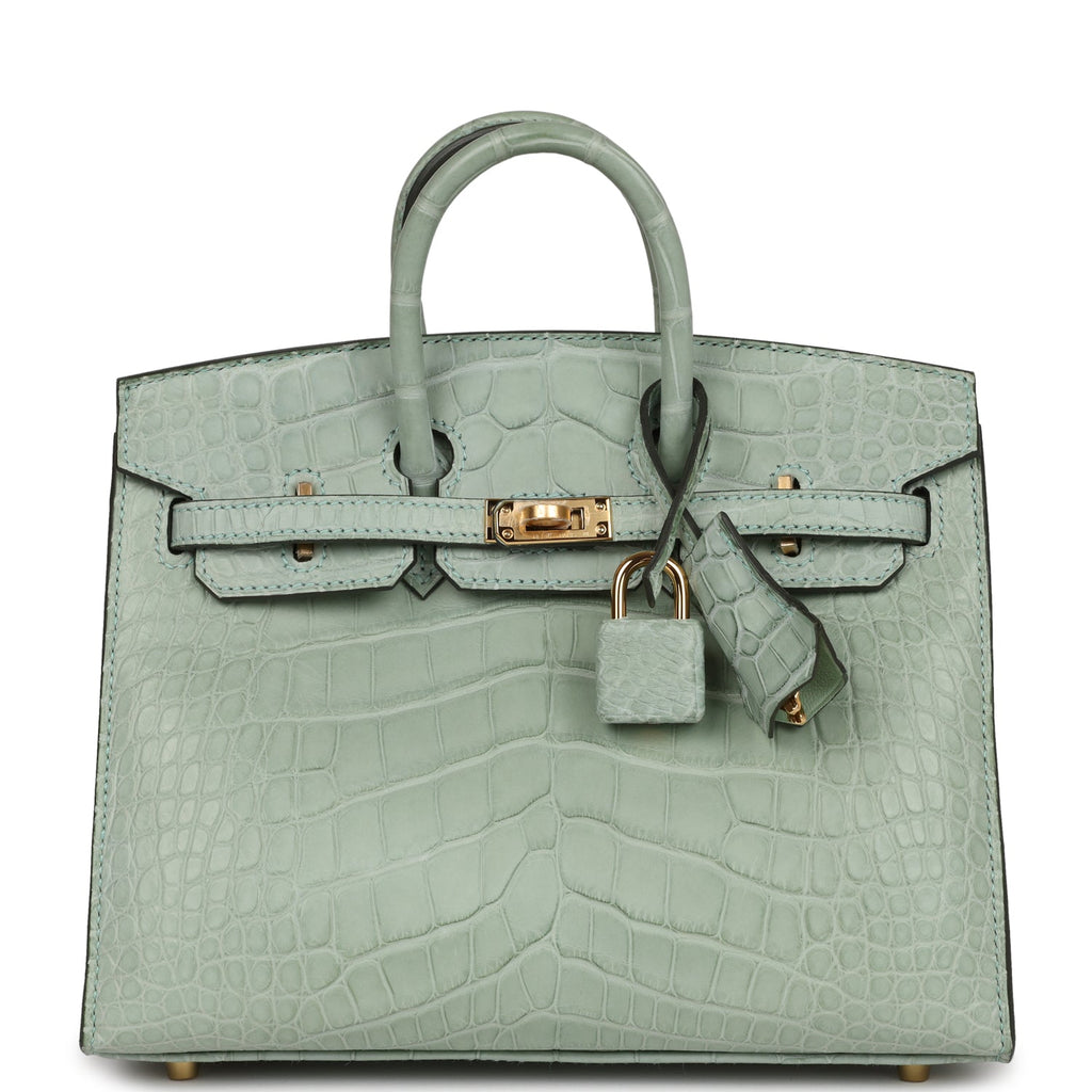 Hermès Birkin Sellier 20 Vert D'eau Matte Alligator Gold Hardware