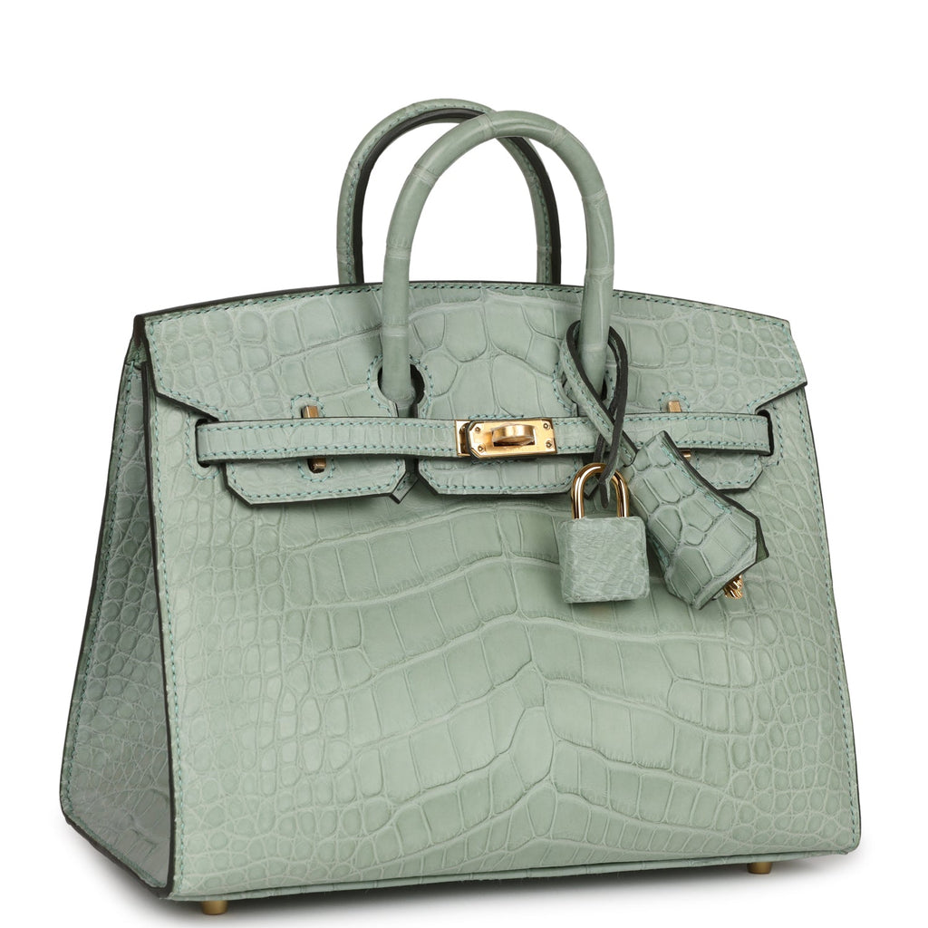 Hermès Birkin Sellier 20 Vert D'eau Matte Alligator Gold Hardware